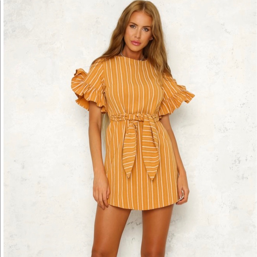Bohemian striped  ruffle dress - NEW